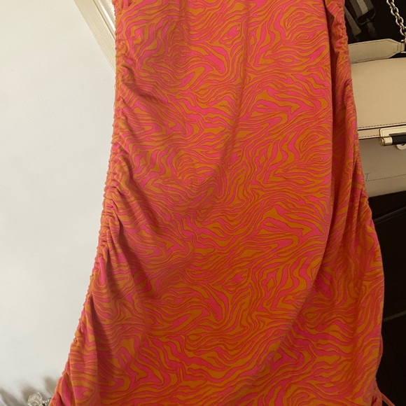 MOTEL ARDILLA MINI DRESS TRIPPY WAVE TANGERINE / PINK - Picture 3 of 6